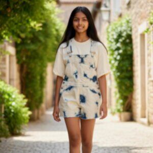 Jordache Acid Washed Denim Jeans Overalls Shortall Girl’s Size 14/16‎